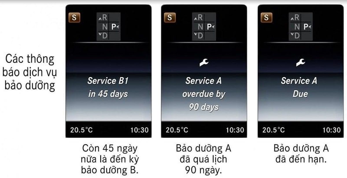 Đèn báo lỗi dịch vụ trên xe Mercedes