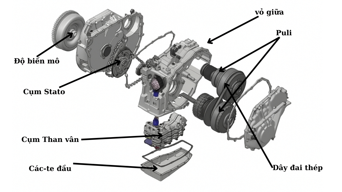 Cấu tạo hộp số CVT
